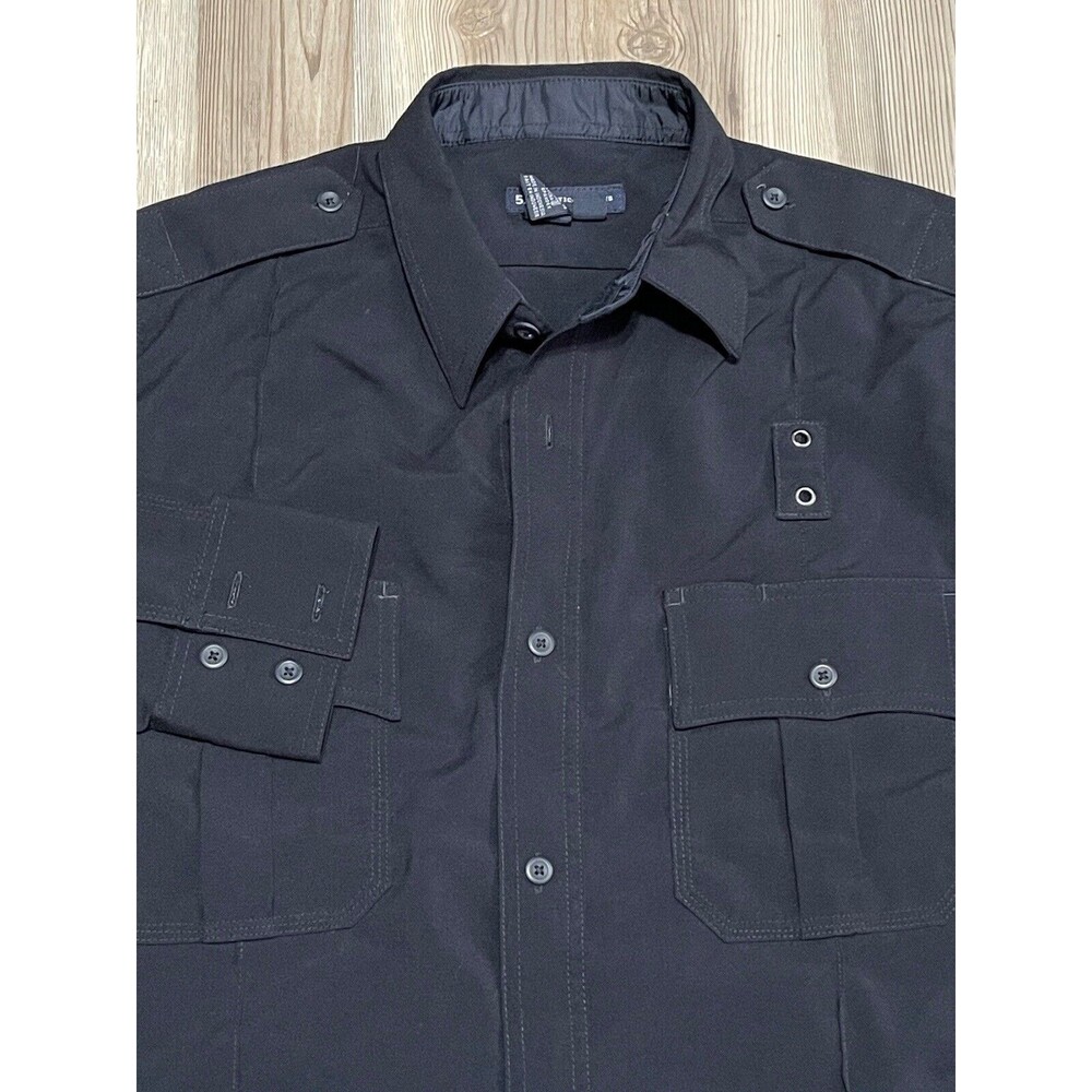 511 5.11 Tactical Mens Size M Black Long Sleeve Button Up Shirt Pockets Zip up
